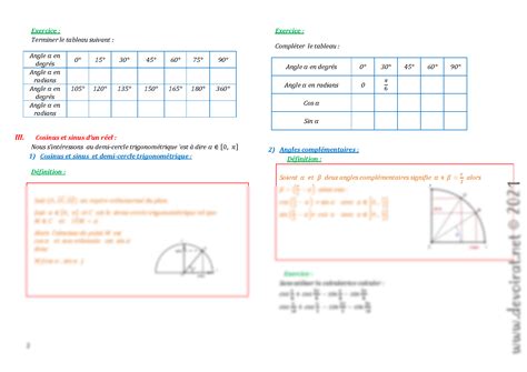 SOLUTION Cours Math Trigonom Trie Et Mesure De Grandeurs 2 Me Sciences