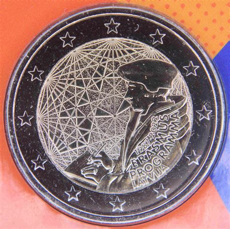 Latvia 2 Euro Coin 35 Years Of The Erasmus Programme 2022 Coincard