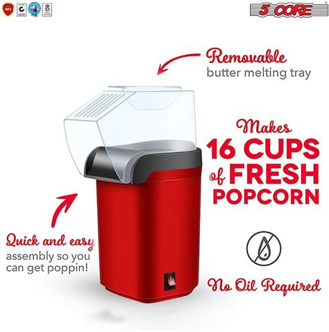 Popcorn Machine Hot Air Electric Popper Kernel No Oil Core POP R Popcorn Machine Popcorn