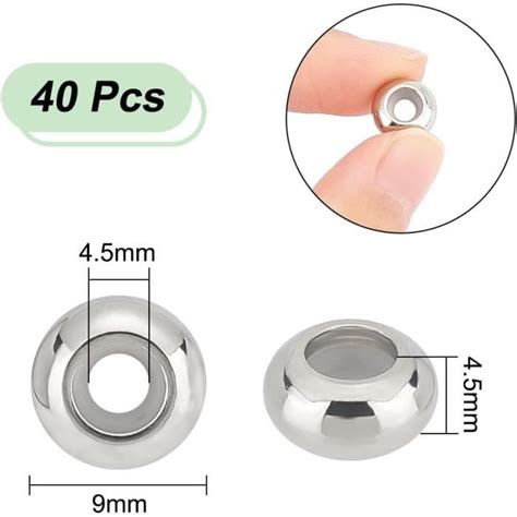 Pi Ce Perles Coulissantes De Mm Acier Inoxydable Perles D