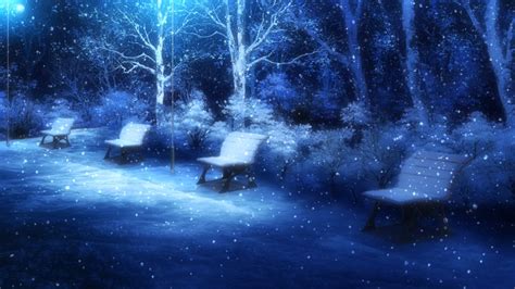 Winter Anime Background Silhouette of steel ridge wallpaper blue and ...