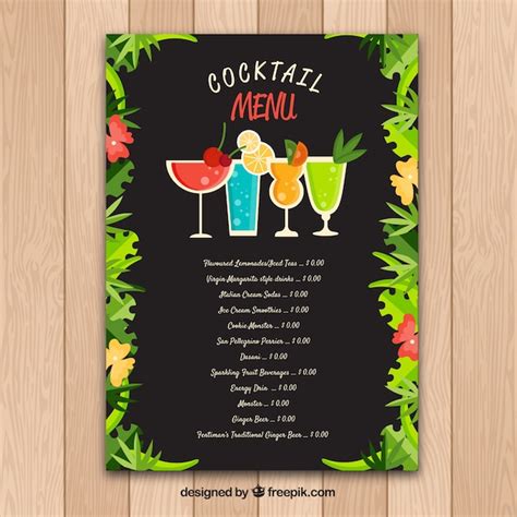 Free Vector Hand Drawn Cocktail Menu Template