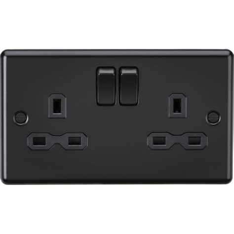 Knightsbridge 13a 2g Dp Switched Socket Matt Black Cl9mbb Uk