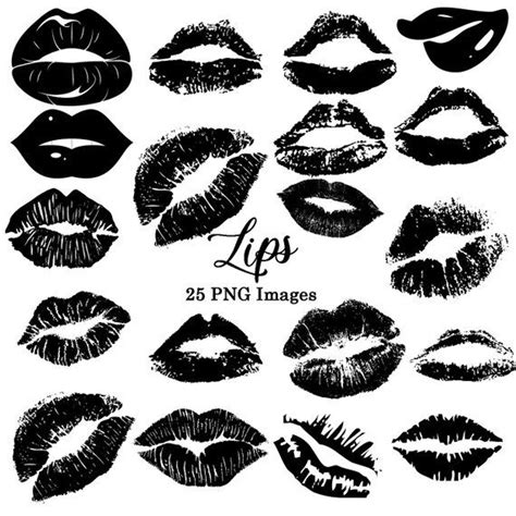 Black and White Kisses, Lips Clipart 7, Custom Invitations Clip Art ...