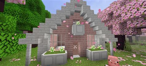 Aesthetic Cherry Blossom House Tutorial Minecraft Cute Minecraft