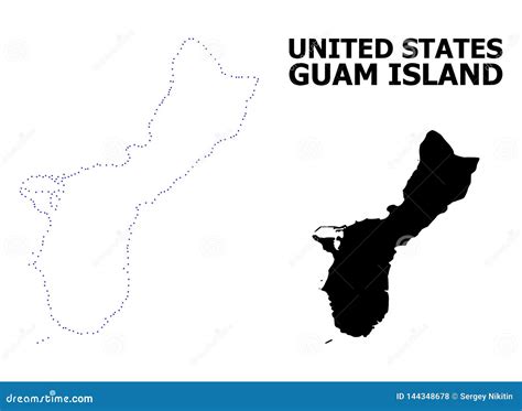 Vector Contour Dotted Map Of Guam Island With Caption Stock Vector