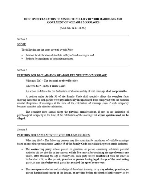 Rule On Declaration of Absolute Nullity of Void Marriages and Annulment ...