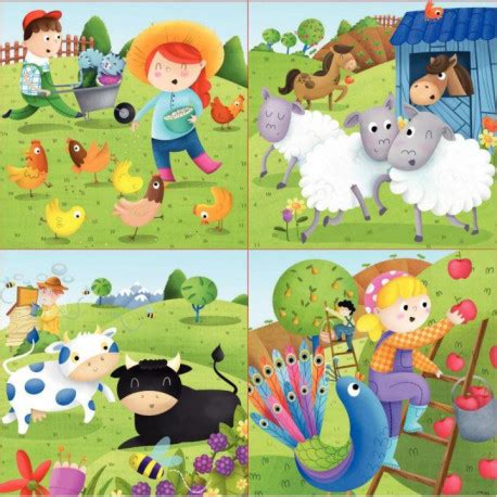 BOITE DE 4 PUZZLES PROGRESSIFS LES ANIMAUX DE LA FERME SETICO