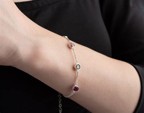 Silver Birthstone Bracelet Gold Birthstone Bracelet For Mom Etsy