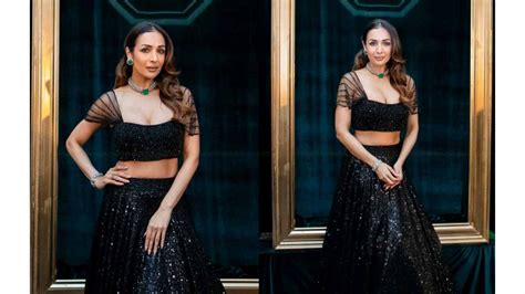 Malaika Arora Spicy Cleavage Navel Exposed In Black Lehanga