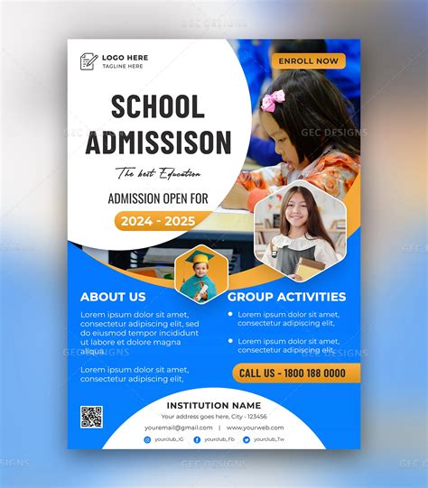 School Admission Promotion Flyer Design In Sky Blue Gec Designs