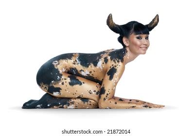 Portrait Naked Woman Bodyart Sitting Embracing Stock Photo 21872029