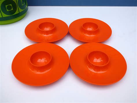 1970s Vintage Danish Rosti Mepal Melamine Flying Saucer Egg Cups