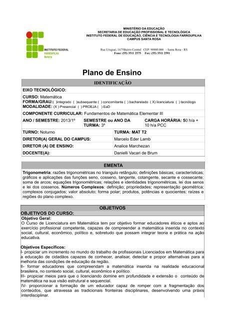 Plano De Ensino Instituto Federal Farroupilha