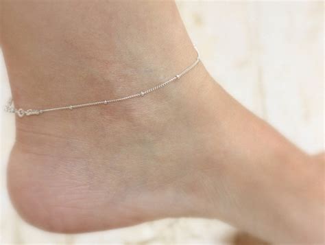 Silver Anklet Delicate Silver Anklet Simple Ankletsterling Etsy