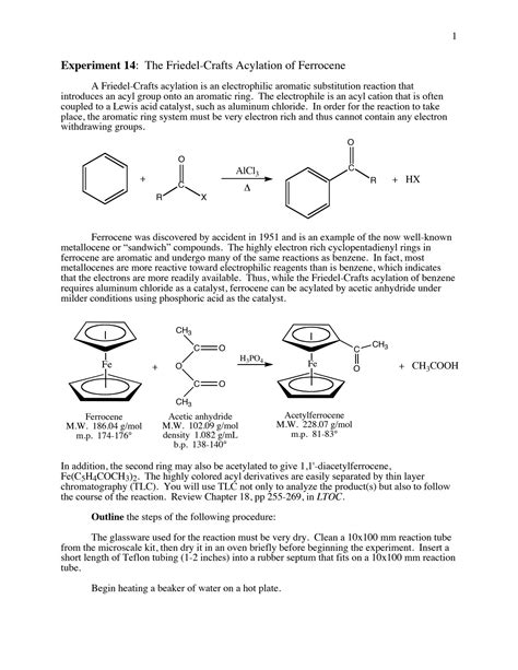 Solution The Friedel Crafts Acylation Of Ferrocene Structure And