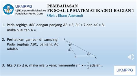 Pembahasan Soal Up Ppg Matematika Berdasarkan Fr Bagian Pertama