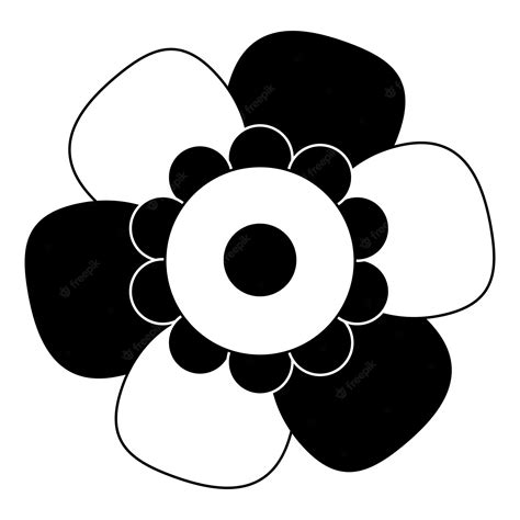 Premium Vector | Black and white single isolated flat vector flower