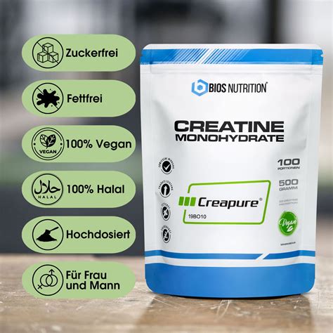 Bios Nutrition Creatin Monohydrat Pulver 100 Reinstes CREAPURE 500 G