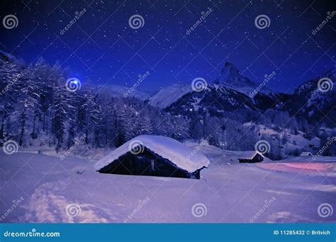 Christmas night in Alps stock photo. Image of icicles - 11285432