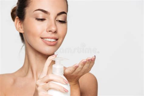 Close Up Beauty Portrait Of A Smiling Half Naked Woman Stock Image Image Of Beauty Isolated