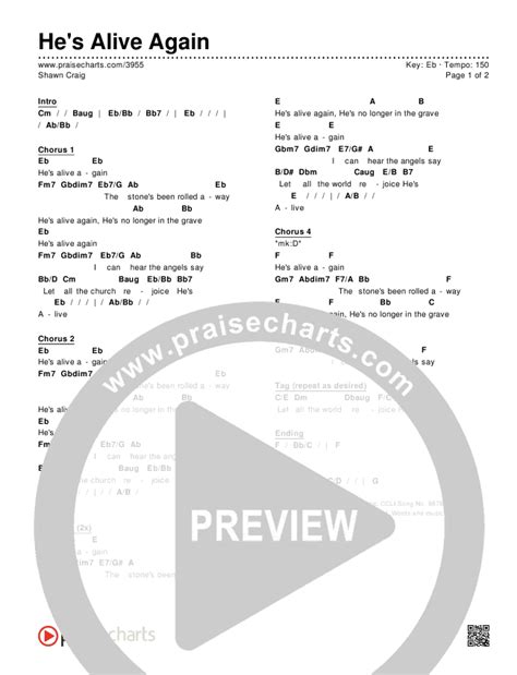 He's Alive Again Chords PDF (Shawn Craig / Passion) - PraiseCharts