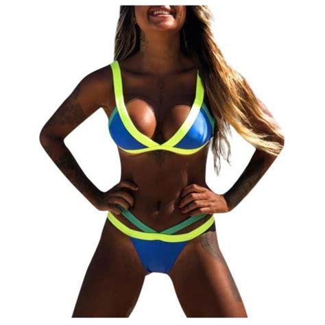 Solide Épissage Bikini Femmes Maillots De Bain Push Up Brésilien