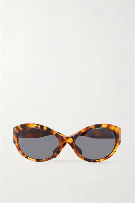 Celine Triomphe Oversized Round Frame Tortoiseshell Acetate Sunglasses Brown Editorialist