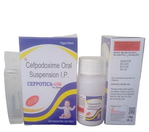 Cefpodoxime Proxetil Oral Suspension Ip 100 Mg Cefpotica 100 15g 30 Ml