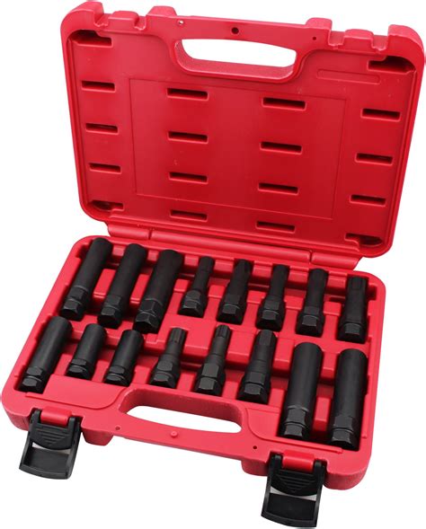 16 Piece Sae Metric Universal Locking Lug Nut Master Key Set Wheel Lock Removal Kit