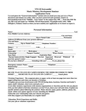 Fillable Online Ywam Koivum Ki Mmds Application Form English Fax Email