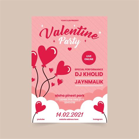 Happy Valentines Day Posters Vector Elegant Template Of A Poster For