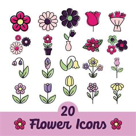 Conjunto De Iconos De Flores De Colores Ilustraci N Vectorial Vector