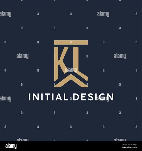 Kl Initial Monogram Logo Design In A Rectangular Style With Curved Side