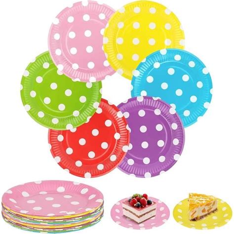 TOPBELIEF Assiettes Carton Couleur 36 Pcs Assiette Jetable 18 Cm DIY