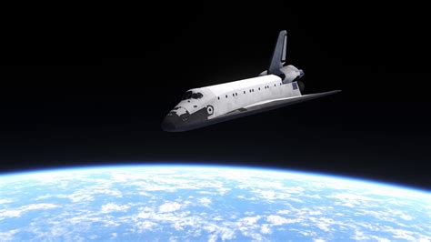 Space Shuttle In Orbit Above Earth In Space Stock Motion Graphics SBV