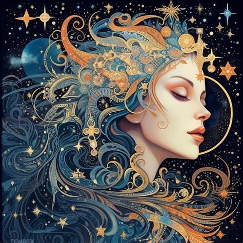 Premium Ai Image Mesmerizing Artistic Image Of A Woman With Stars And