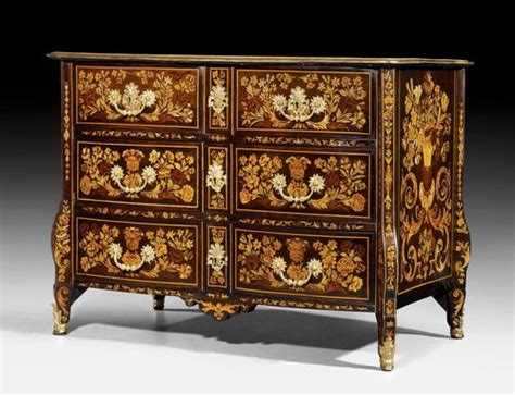 Important Commode A Fleurs Socalled Marqueterie Au Jasmin Louis