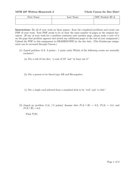 Solved MTH 227 Written Homework 3Check Canvas For Due Chegg