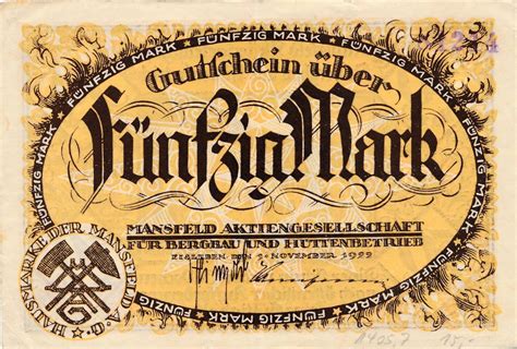 Deutsches Reich Deutschland 50 Mark 1922 Notgeldschein Eisleben