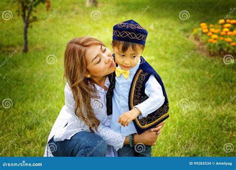 Kazakh Mother with Children Stock Photo - Image of girl, beautiful ...
