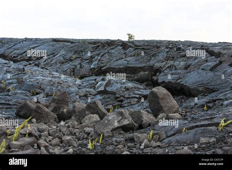 View on the molten rock after the volcano eruption Stock Photo - Alamy