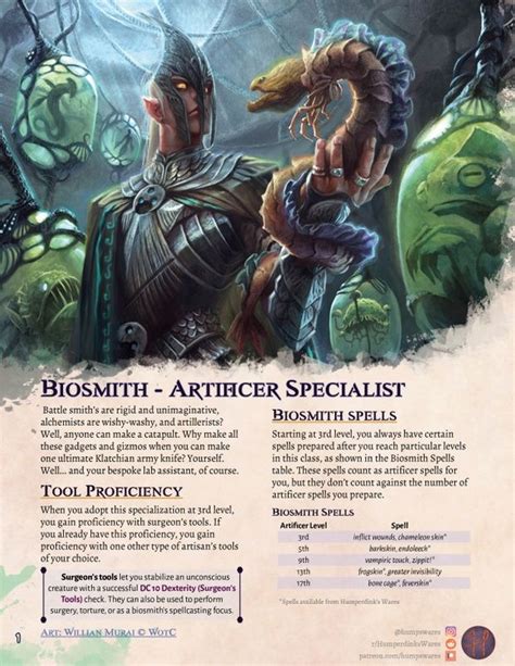 Biosmith Artificer Subclass Humperdink S Wares Dungeons And