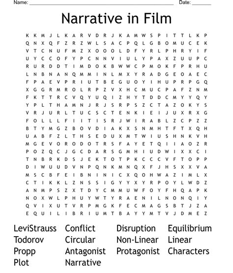 Narrative In Film Word Search WordMint