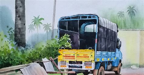 Creative Artist Shameem Muddy Road At Kerala Village And Lorry