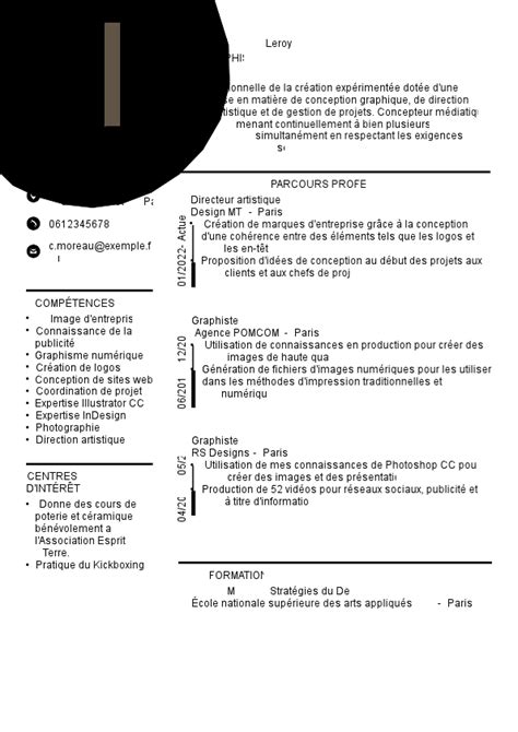 Cv Graphiste Exemples Mod Les Et Guide Moncvparfait