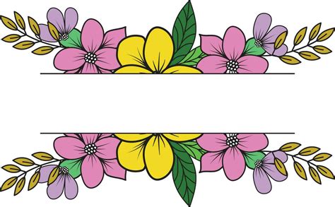 vector Isolated Colorful line frame icon leaf floral border divider ...