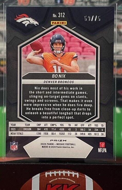 Panini Mosaic No Huddle Bo Nix Blue Disco Prizm Rc