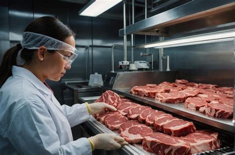 Premium Photo Food Safety Inspector In A Meat Cold Storage Facility