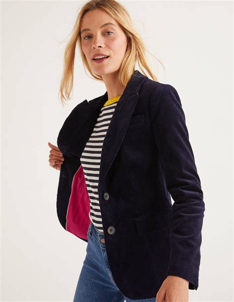 Blazer Smyth En Velours Côtelé Bleu Marine Boden Fr